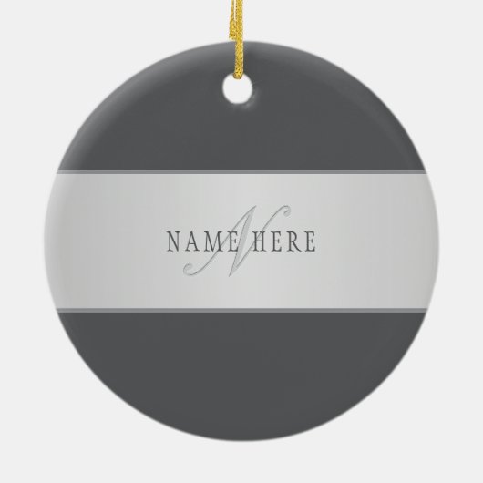 名前エレガントとモノグラムレタリング(または他の文字) セラミックオーナメント (裏面)