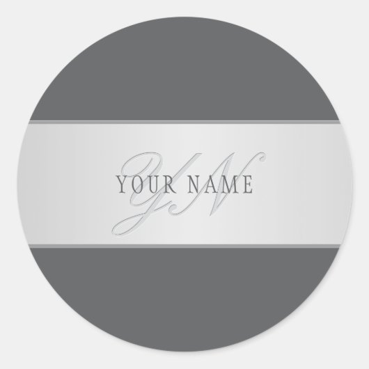 名前エレガントとモノグラムレタリング(または他の文字) ラウンドシール (正面)