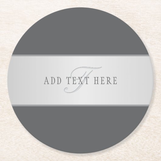 名前エレガントとモノグラムレタリング(または他の文字) ラウンドペーパーコースター (正面)