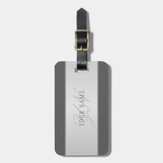 名前エレガントとモノグラムレタリング(または他の文字) ラゲッジタグ (正面縦)