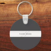 名前エレガントとモノグラム | 濃いグレーと薄いグレー キーホルダー (裏面)