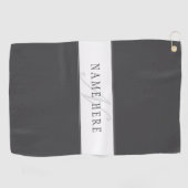 名前エレガントとモノグラム | 濃いグレーと薄いグレー ゴルフタオル (横)