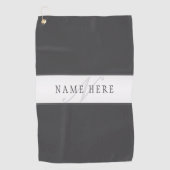 名前エレガントとモノグラム | 濃いグレーと薄いグレー ゴルフタオル (正面)