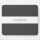 名前エレガントとモノグラム | 濃いグレーと薄いグレー マウスパッド (正面)