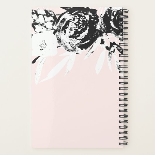 名前エレガントと写真を含む赤面の黒いフローラ プランナー手帳 (裏面)