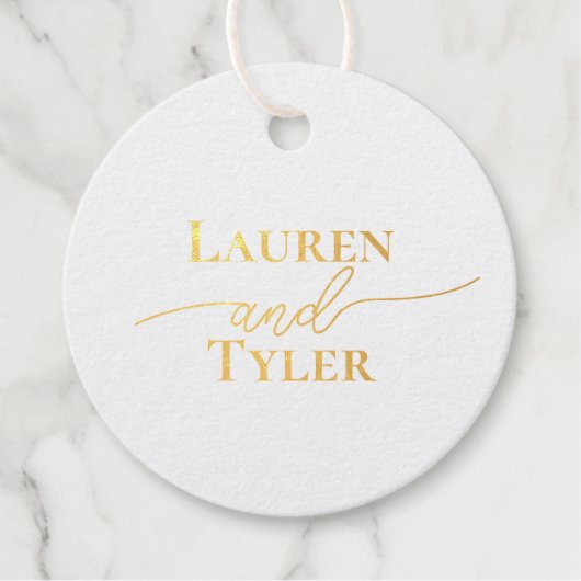 名前エレガントのモノグラムの結婚式招待状 フェイバータグ (正面)