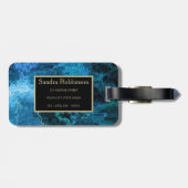 名前エレガントの付いた青大理石模様 ラゲッジタグ (裏面横)