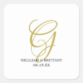 名前エレガントの四角いステッ結婚カー付きモノグラム スクエアシール (正面)