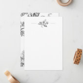 名前エレガントまたはモノグラム付きB&Wフローラ ノートカード (正面/裏面インサイチュ)