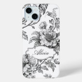 名前エレガントまたはモノグラム付きB&Wフローラ Case-Mate iPhoneケース (裏面)