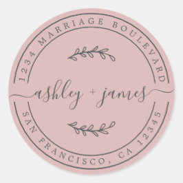 名前エレガントシルバーピンク結婚ズ差出人住所 ラウンドシール