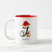 名前エレガントスクリプモダントすべてJクリスマス ツートーンマグカップ (左)