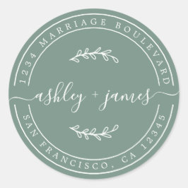 名前エレガントダスティグリーン結婚ズ差出人住所 ラウンドシール