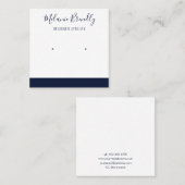 名前エレガントネイビーホワイトジュエリーイヤリングディスプレイ スクエア名刺 (正面/裏面)