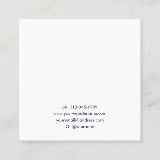 名前エレガントネイビーホワイトジュエリーイヤリングディスプレイ スクエア名刺 (裏面)