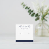 名前エレガントネイビーホワイトジュエリーイヤリングディスプレイ スクエア名刺 (スタンド正面)