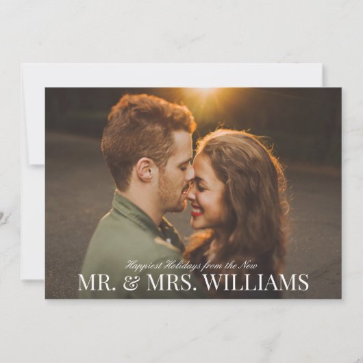 名前エレガントパーソナライズされた新しいクリスマスフォト シーズンカード (正面)