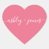 名前エレガントピンク結婚の差出人住所 ハートシール (正面)