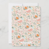 名前エレガントフローラルパターンフォト誕生 案内状 (裏面)