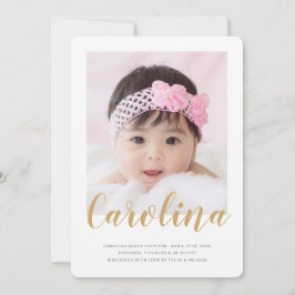 名前エレガントフローラルパターンフォト誕生 案内状