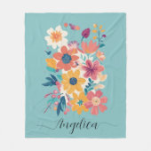 名前エレガントフローラ花パターンフリースブランケット フリースブランケット (正面)