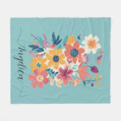 名前エレガントフローラ花パターンフリースブランケット フリースブランケット (正面(横))