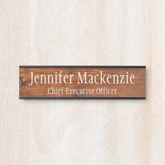 名前エレガントプレートウッドグレイン素朴ドアサイン サインプレート (正面)