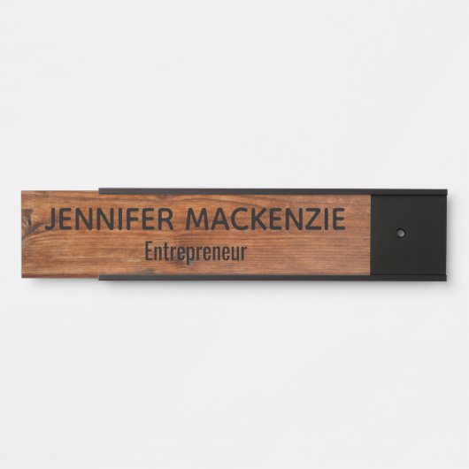 名前エレガントプレートウッドグレイン素朴ドアサイン サインプレート (正面)