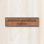 名前エレガントプレートウッドグレイン素朴ドアサイン サインプレート (正面)