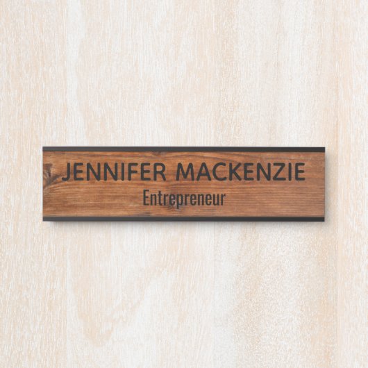 名前エレガントプレートウッドグレイン素朴ドアサイン サインプレート (正面)
