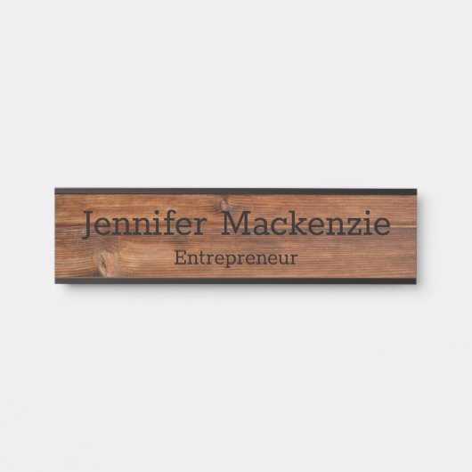 名前エレガントプレートウッドグレイン素朴ドアサイン サインプレート (正面)