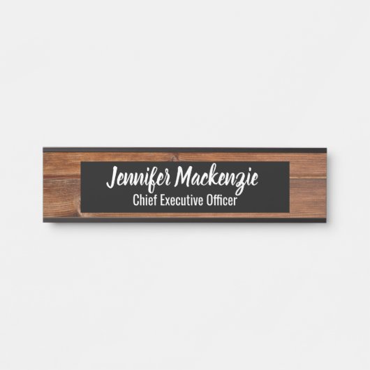 名前エレガントプレートウッドグレイン素朴ドアサイン サインプレート (正面)