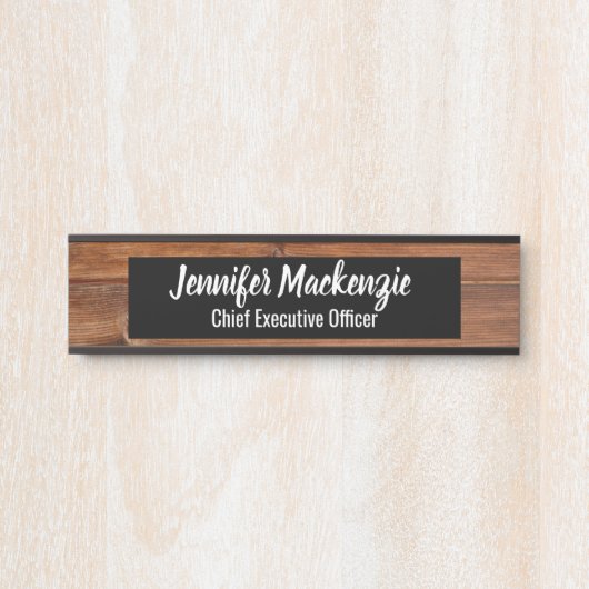 名前エレガントプレートウッドグレイン素朴ドアサイン サインプレート (正面)