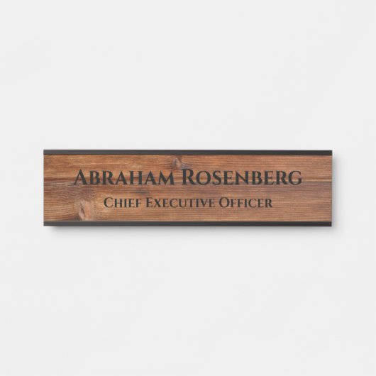 名前エレガントプレートウッドグレイン素朴ドアサイン サインプレート (正面)