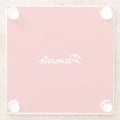 名前エレガントミニマルクラシカルリスト暖かい赤 ガラスコースター (裏面)