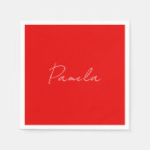 名前エレガントミニマルクラシカルリスト暖かい赤 スタンダードカクテルナプキン (正面)