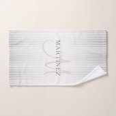 名前エレガントモノグラムと薄い灰色のグラデーションストライプ バスタオルセット (ハンドタオル)