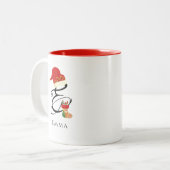 名前エレガントモノグラムスクリプト文字Eクリスマス ツートーンマグカップ (正面左)