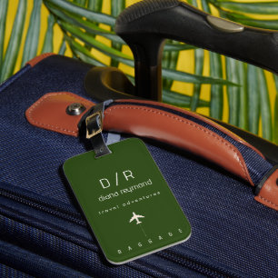 名前エレガントモノグラムダークグリーン ラゲッジタグ