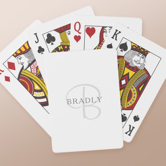 名前エレガントモノグラム |白とグレー トランプ