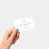 名前エレガントモノグラム |白とグレー バッジ (手持ち)