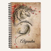 名前エレガントレッドと金ゴールドヴィンテージ馬術 ノートブック (正面)