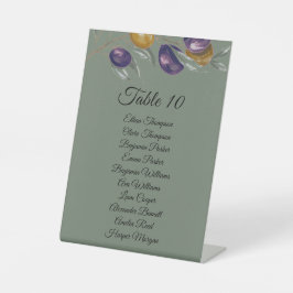 名前エレガント付きオリーブ結婚グリーンのテーブル 台座サイン