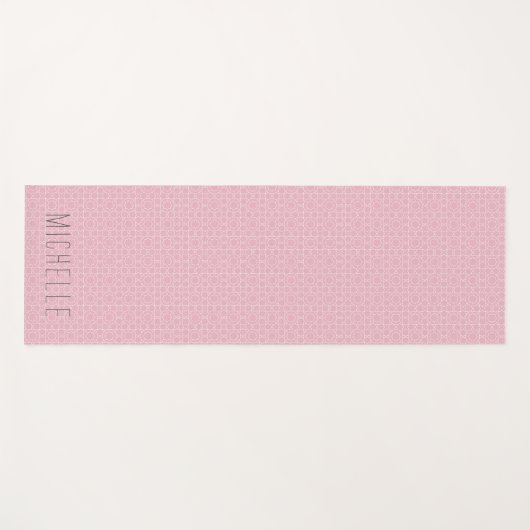 名前エレガント付きピンクのモロッコパターン ヨガマット (正面(横))