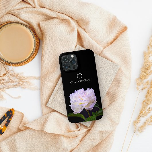 名前エレガント付きモノグラム白牡丹 Case-Mate iPhoneケース