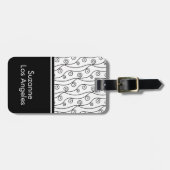 名前エレガント付き白黒の渦巻き ラゲッジタグ (正面横)