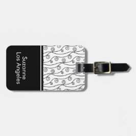 名前エレガント付き白黒の渦巻き ラゲッジタグ