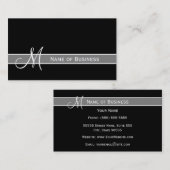名前エレガント付き白黒モノグラム 名刺 (正面/裏面)