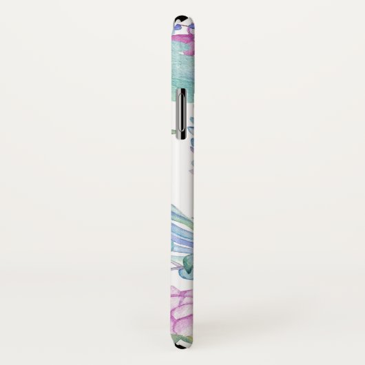 名前エレガント付き紫と青の多肉性フローラ Case-Mate iPhoneケース (裏面/右)