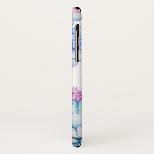 名前エレガント付き紫と青の多肉性フローラ Case-Mate iPhoneケース (裏面/左)